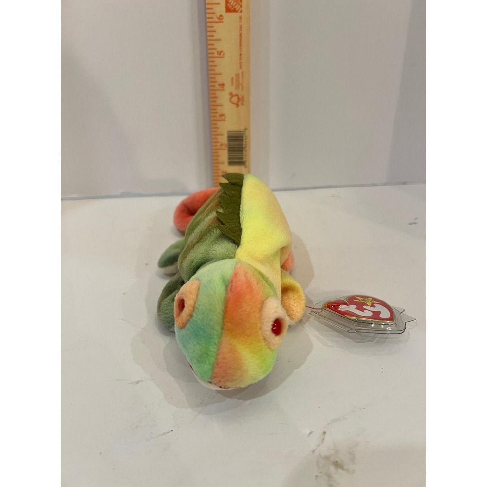 Ty Beanie Baby Iggy the Iguana 1997 Rainbow Tie Dye Plush Lizard with Tags